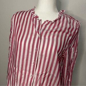 Pink and white striped blouse size small NWT
